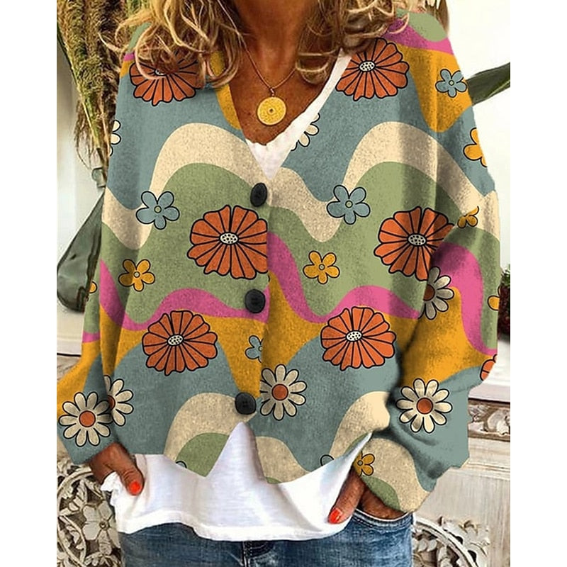 Women's Patterned Button-Front Cardigan