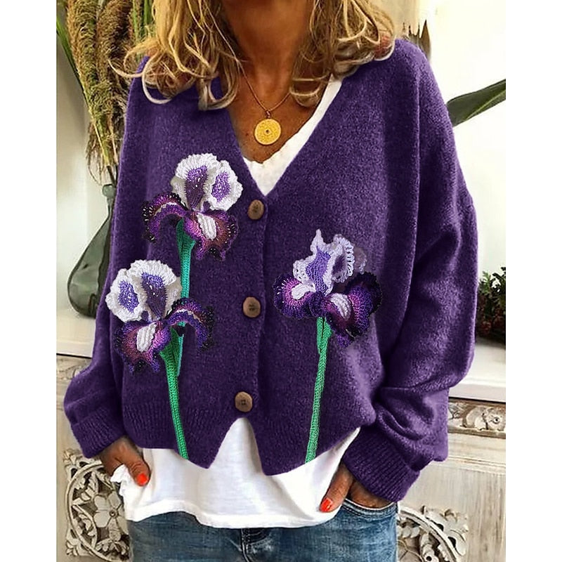 Women's Patterned Button-Front Cardigan