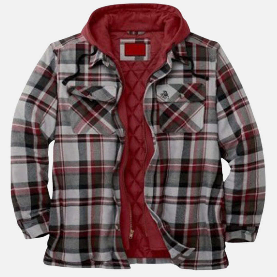 Men's Hooded Plaid Jacket