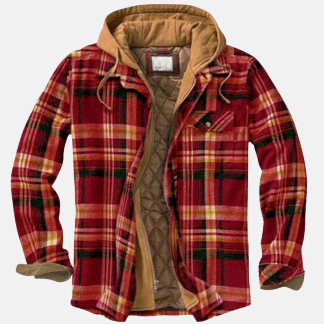 Men's Hooded Plaid Jacket