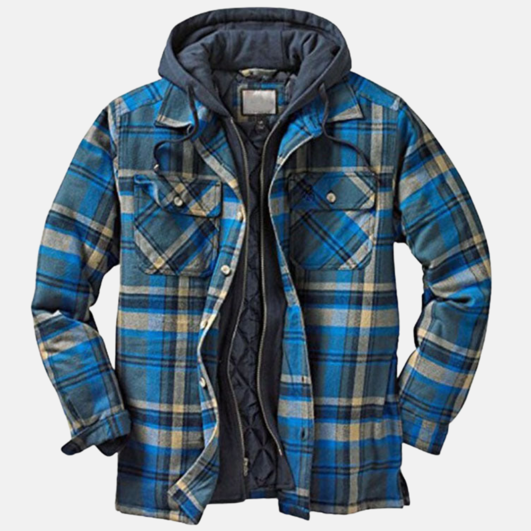 Men's Hooded Plaid Jacket