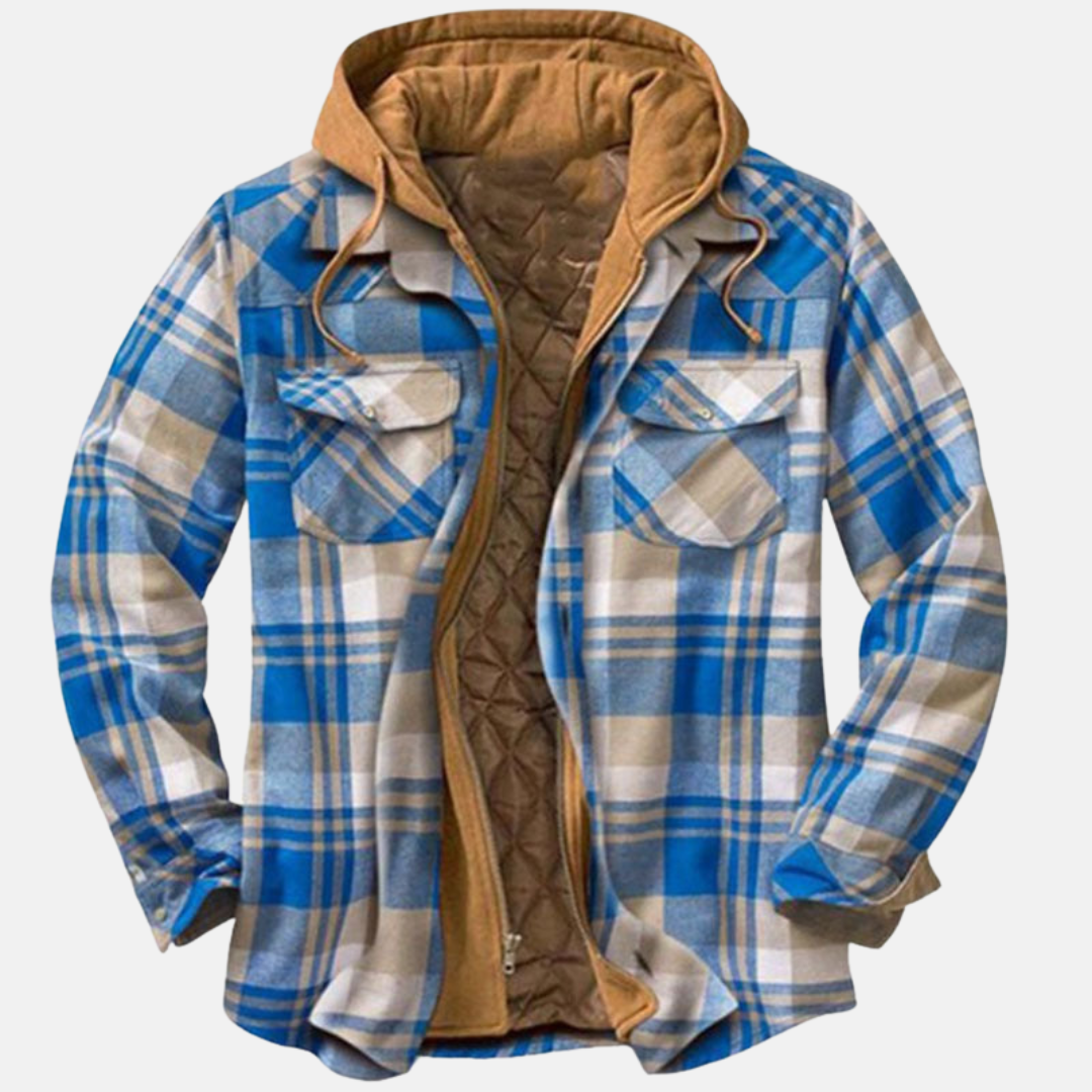 Men's Hooded Plaid Jacket