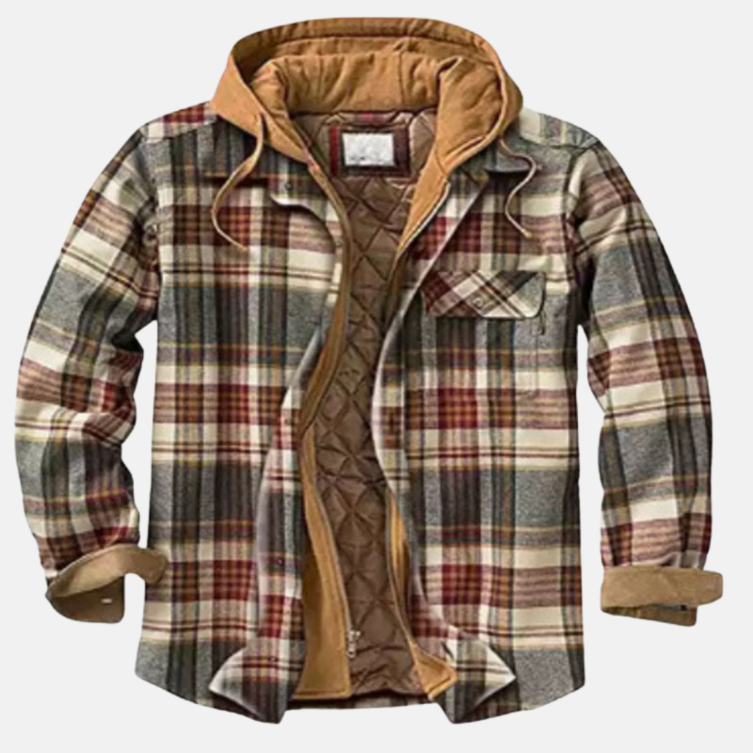 Men's Hooded Plaid Jacket