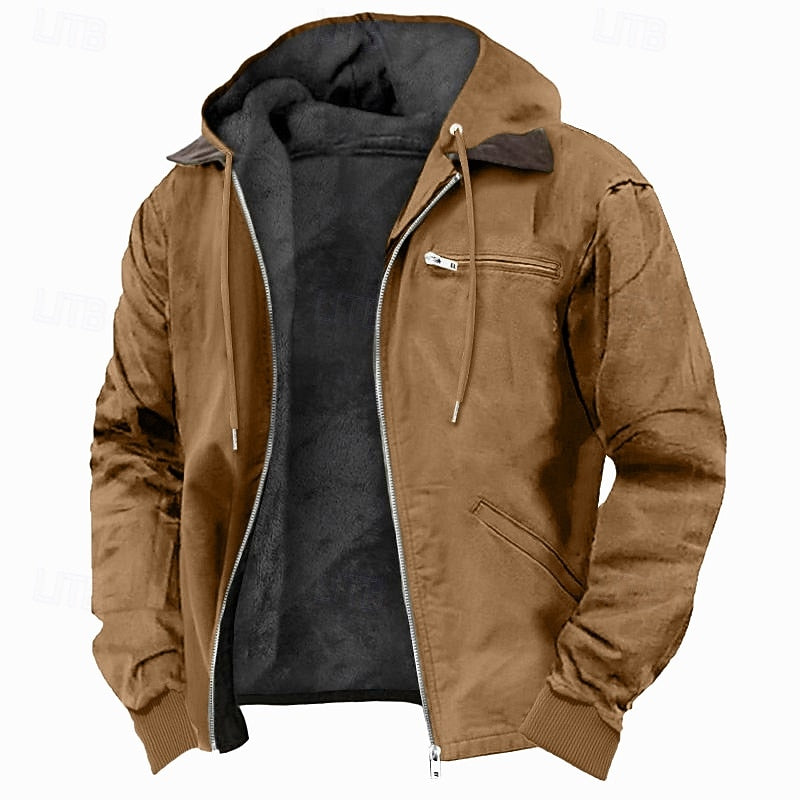 Men's Textured-Trim Hooded Jacket