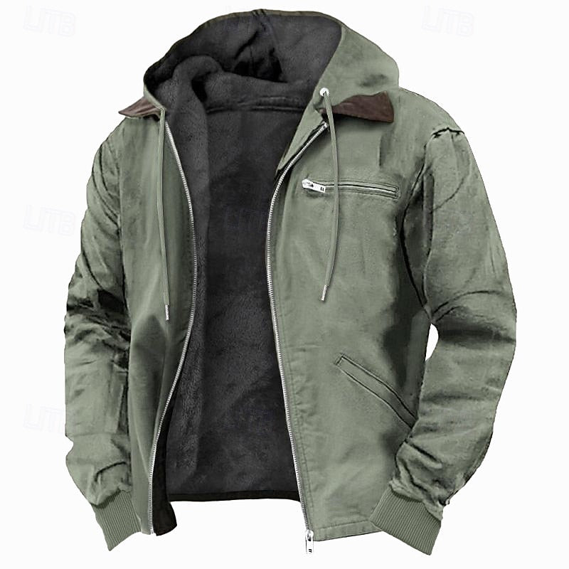 Men's Textured-Trim Hooded Jacket
