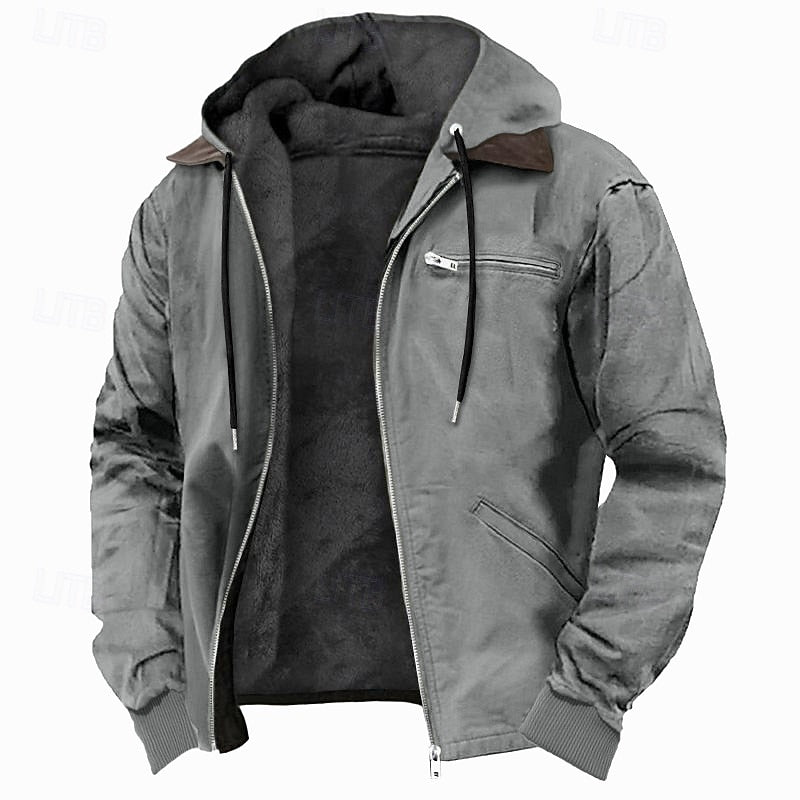 Men's Textured-Trim Hooded Jacket
