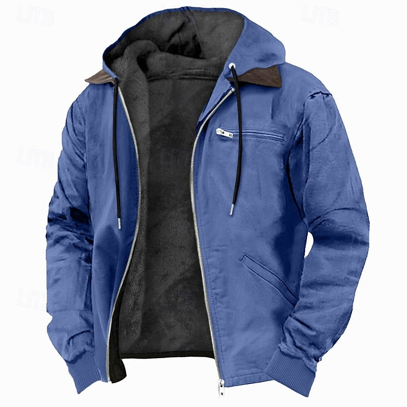 Men's Textured-Trim Hooded Jacket