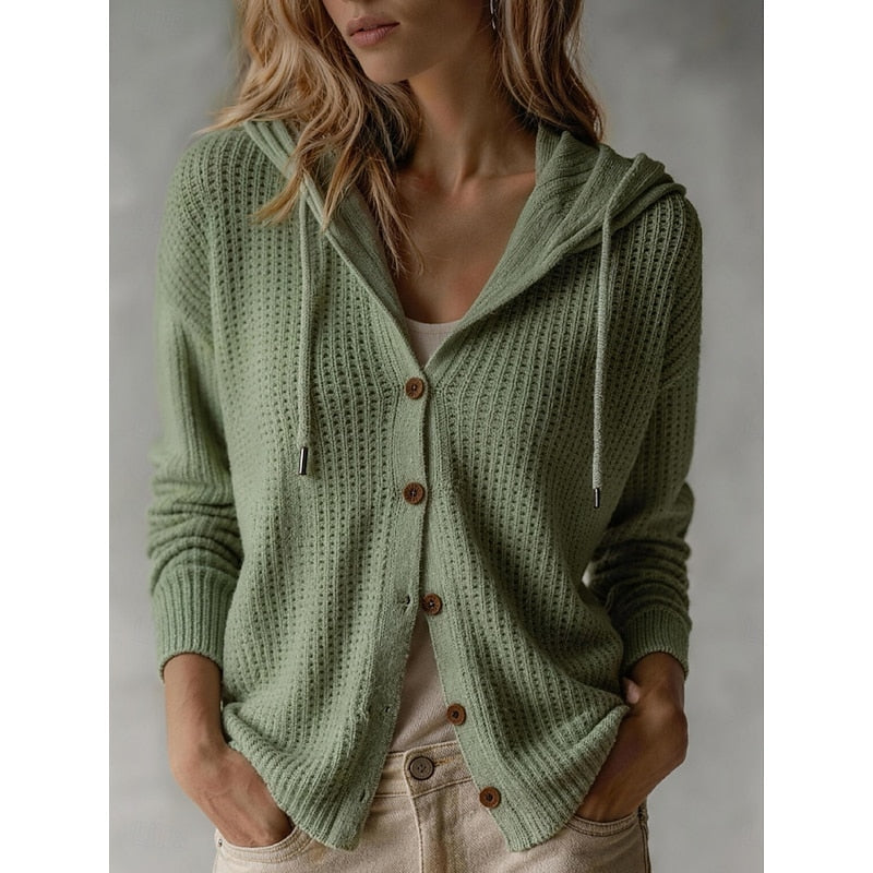 Women's Hooded Button-Front Cardigan