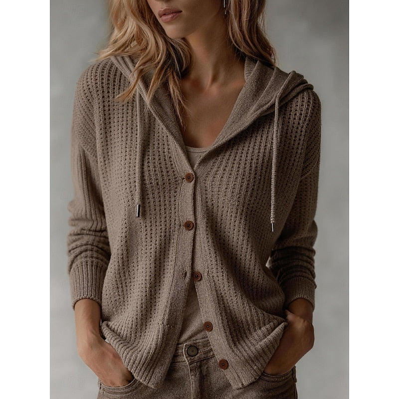 Women's Hooded Button-Front Cardigan