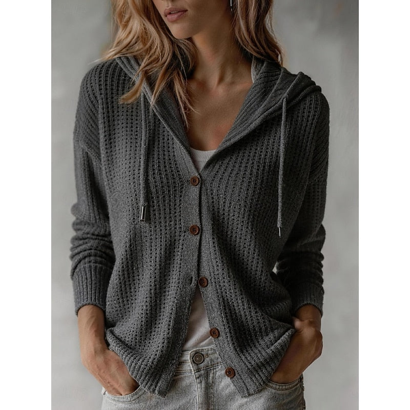 Women's Hooded Button-Front Cardigan