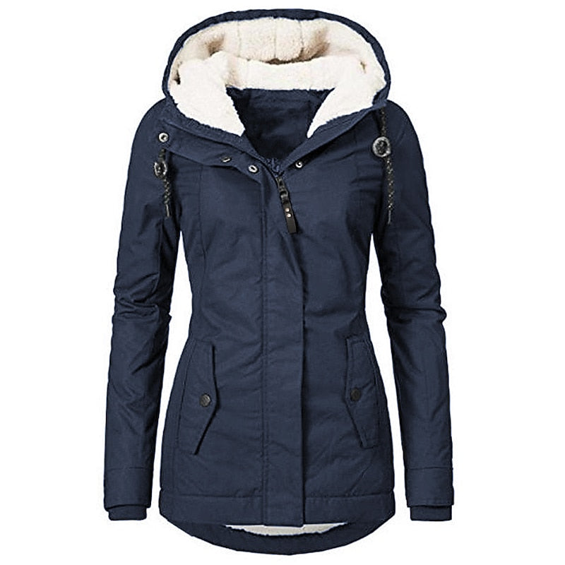 Women's Hooded Parka with Contrast Trim