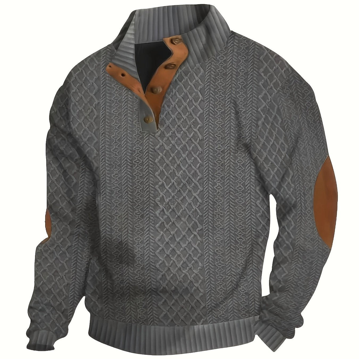 Men's Stand Collar Button Henley Sweater