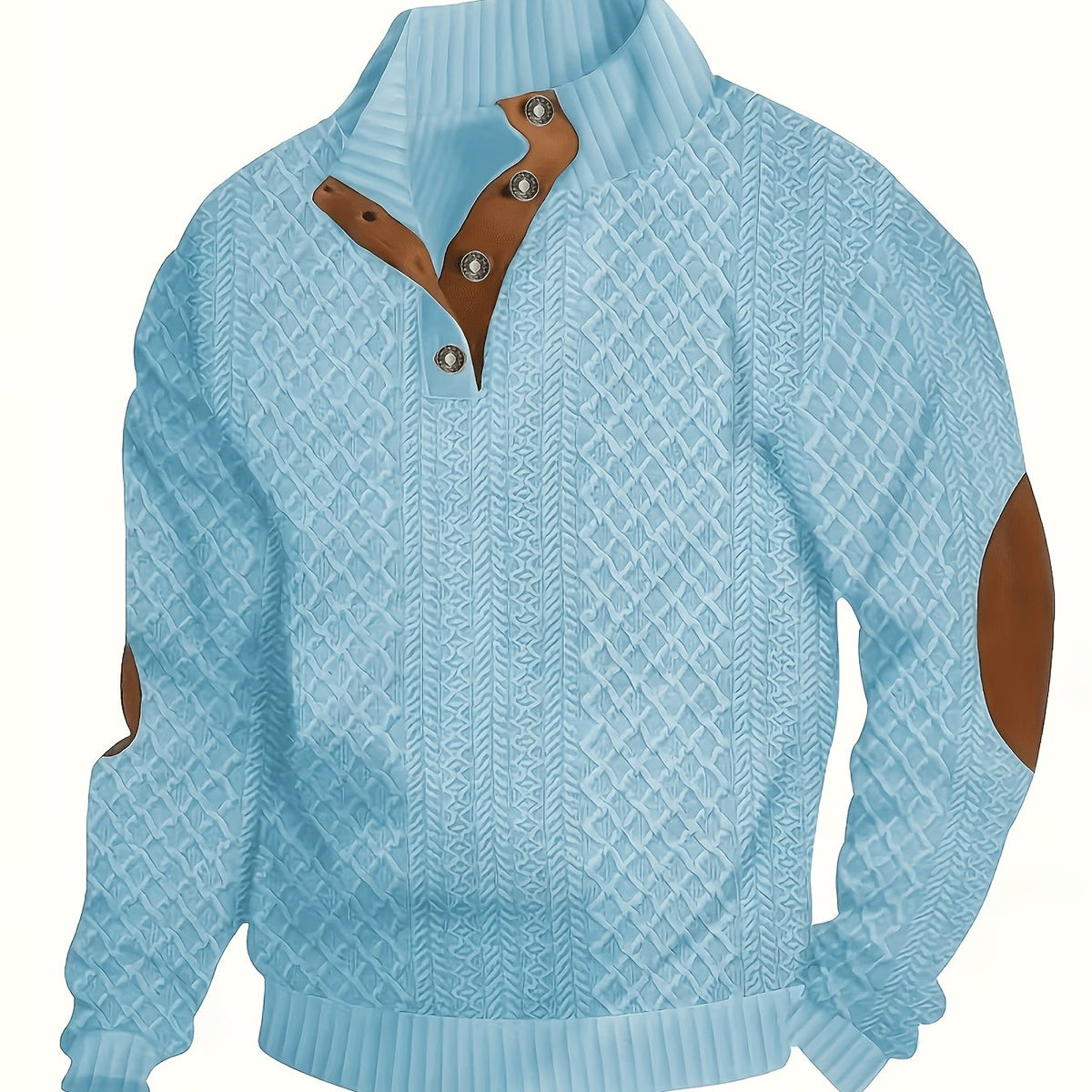 Men's Stand Collar Button Henley Sweater