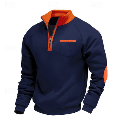 Men's Quarter-Zip Color Block Pullover