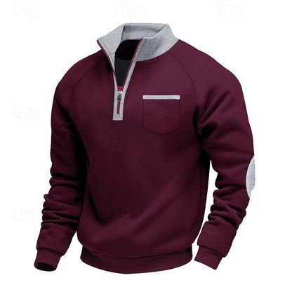 Men's Quarter-Zip Color Block Pullover