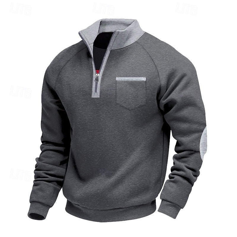 Men's Quarter-Zip Color Block Pullover
