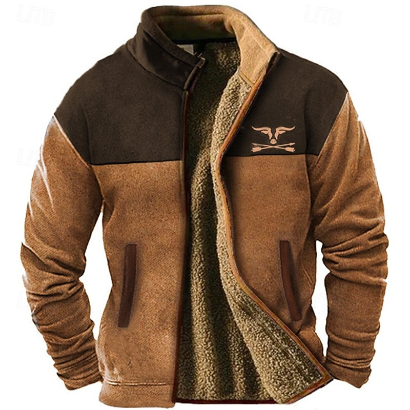 Men's Color-Block Zip Jacket with Textured Trim
