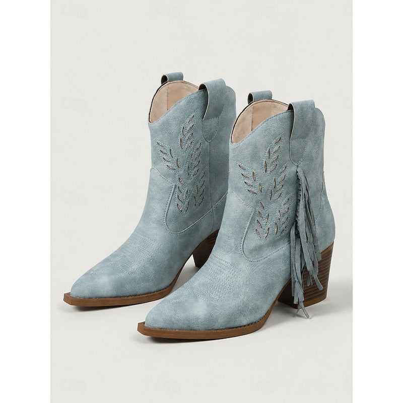 Women's Western Ankle Boots with Decorative Side Detail