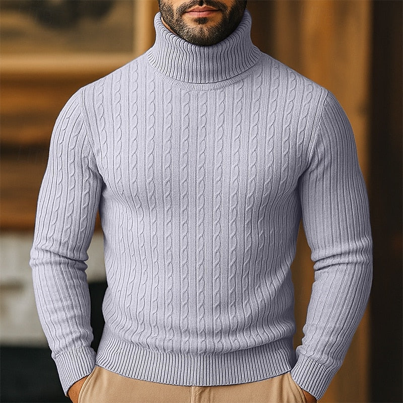 Men's Cable Knit Turtleneck Sweater