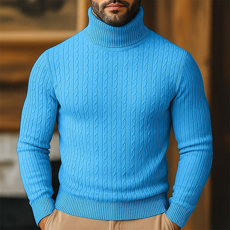 Men's Cable Knit Turtleneck Sweater