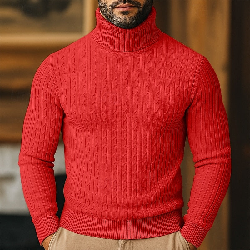 Men's Cable Knit Turtleneck Sweater