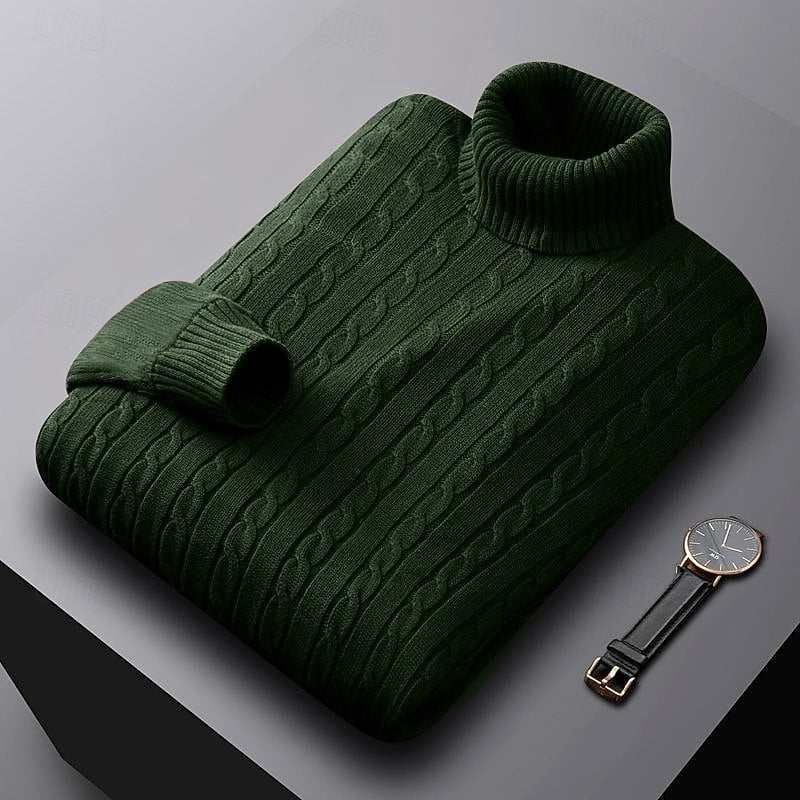 Men's Cable Knit Turtleneck Sweater