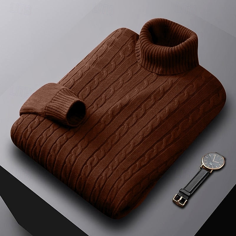 Men's Cable Knit Turtleneck Sweater