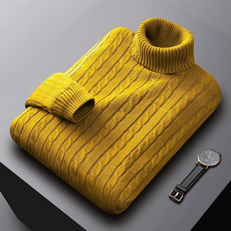 Men's Cable Knit Turtleneck Sweater