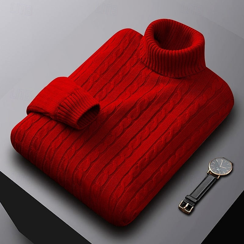 Men's Cable Knit Turtleneck Sweater