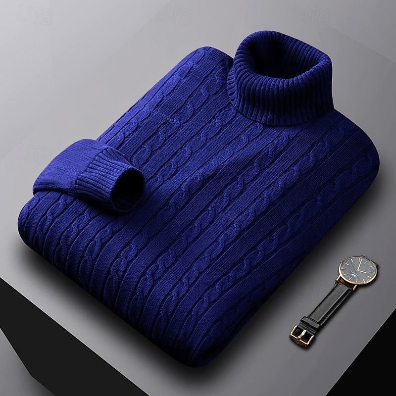 Men's Cable Knit Turtleneck Sweater