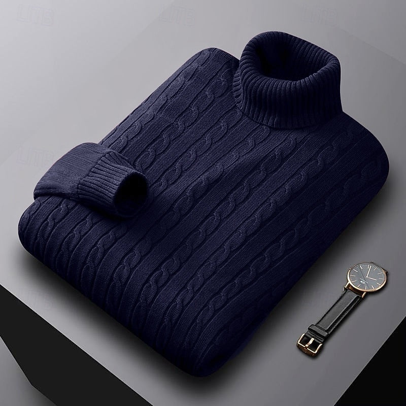 Men's Cable Knit Turtleneck Sweater