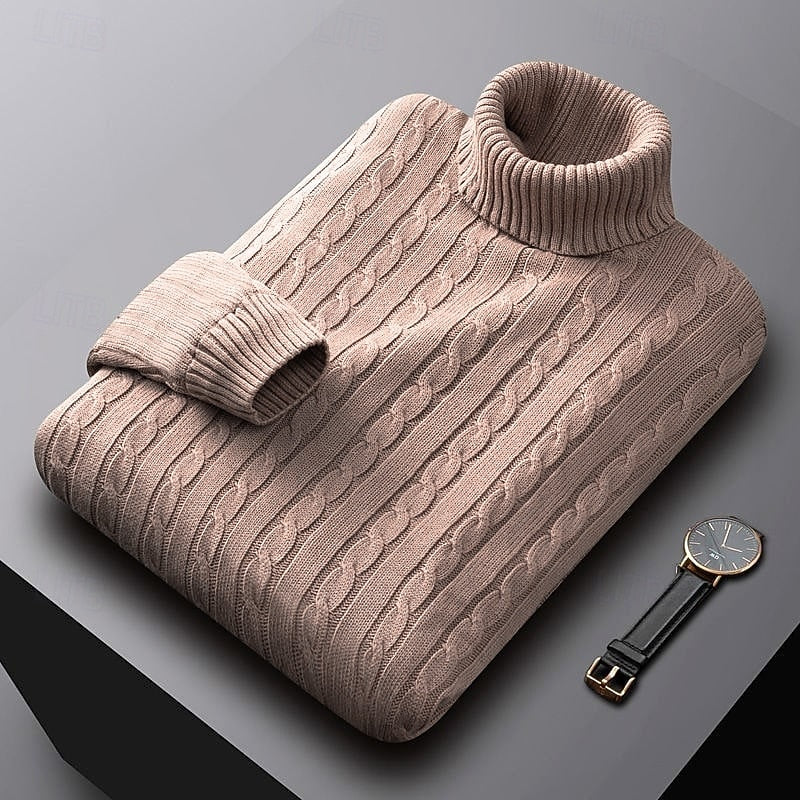 Men's Cable Knit Turtleneck Sweater