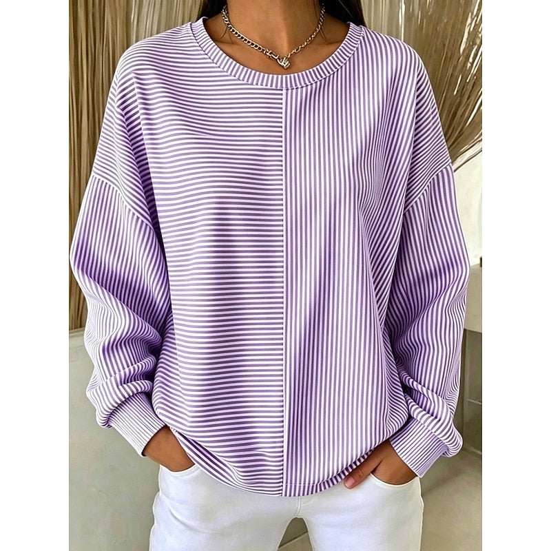 Women's Relaxed Striped Sweatshirt