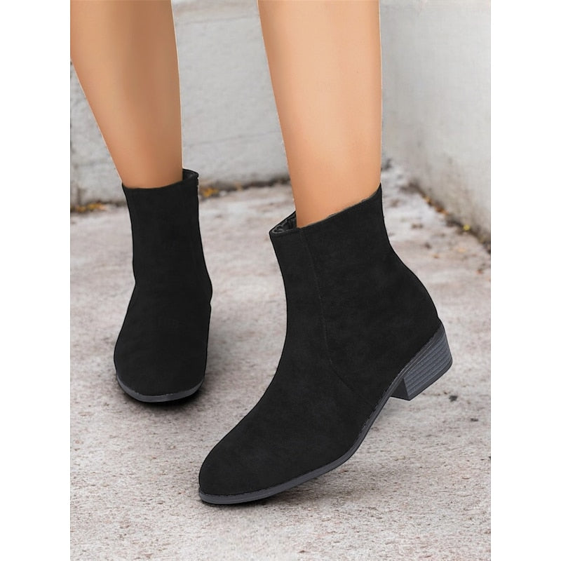 Women's Side-Zip Block Heel Ankle Boots