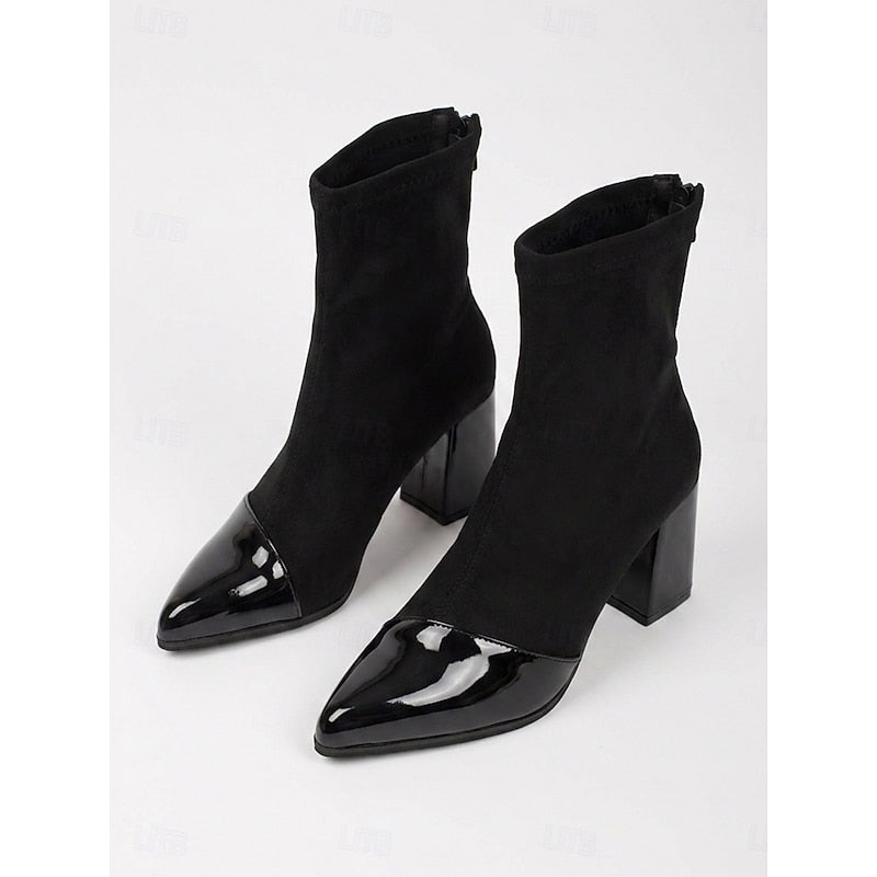 Women's Cap-Toe Chunky Heel Ankle Boots