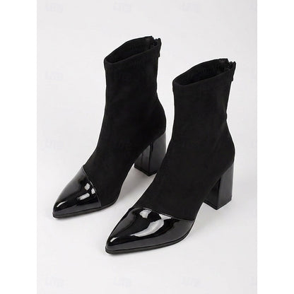 Women's Cap-Toe Chunky Heel Ankle Boots