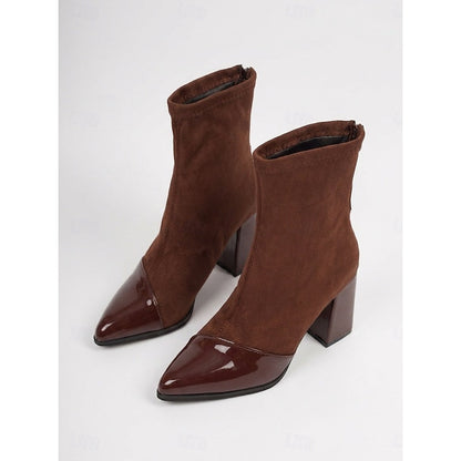 Women's Cap-Toe Chunky Heel Ankle Boots
