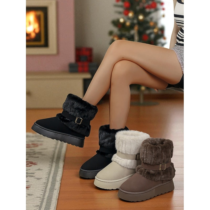 Women's Fur-Look Cuff Ankle Boots