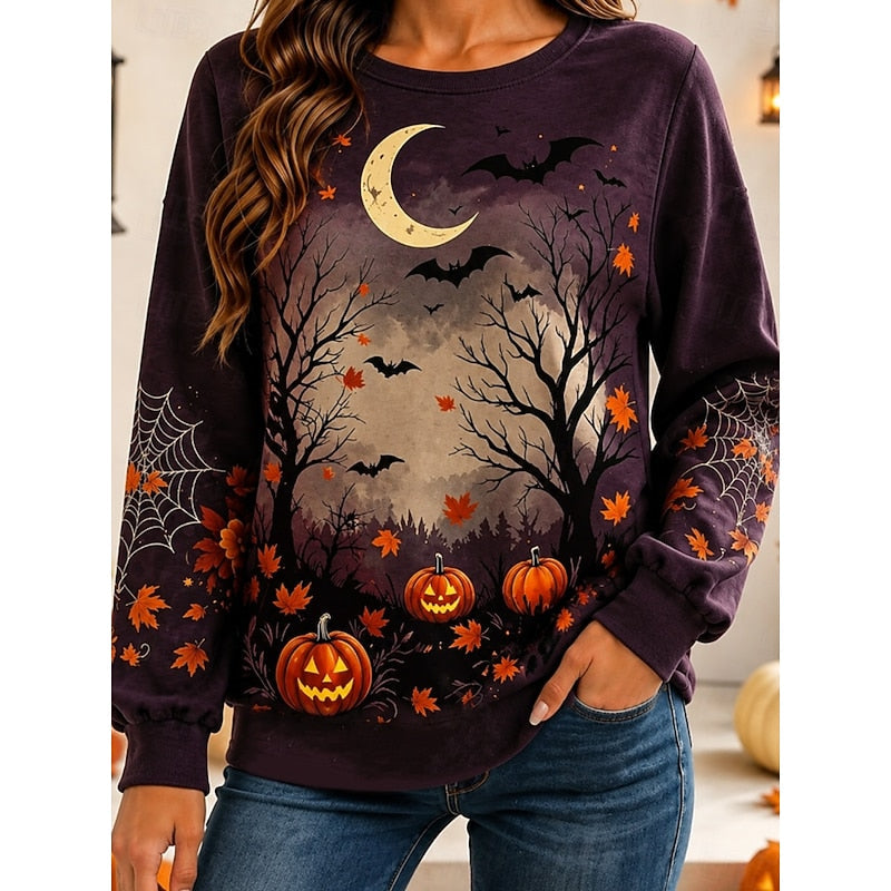 Women's Halloween Moonlit Pumpkin Sweatshirt