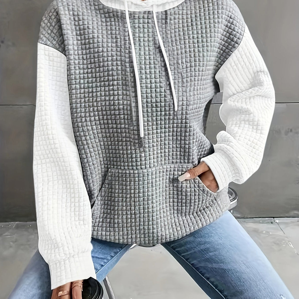 Women's Waffle-Texture Hoodie