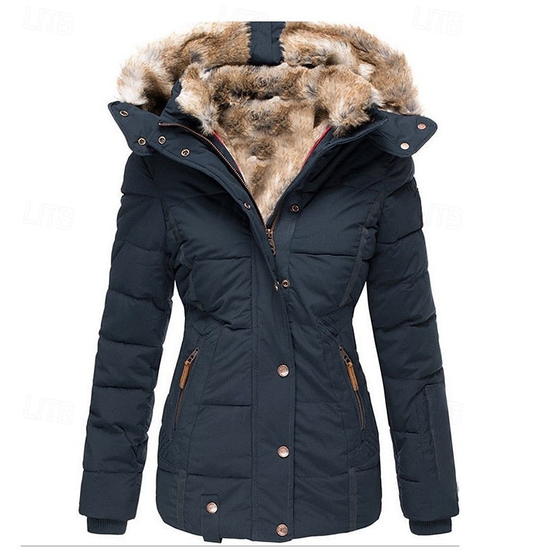 Women's Fur-Look Trim Hooded Jacket