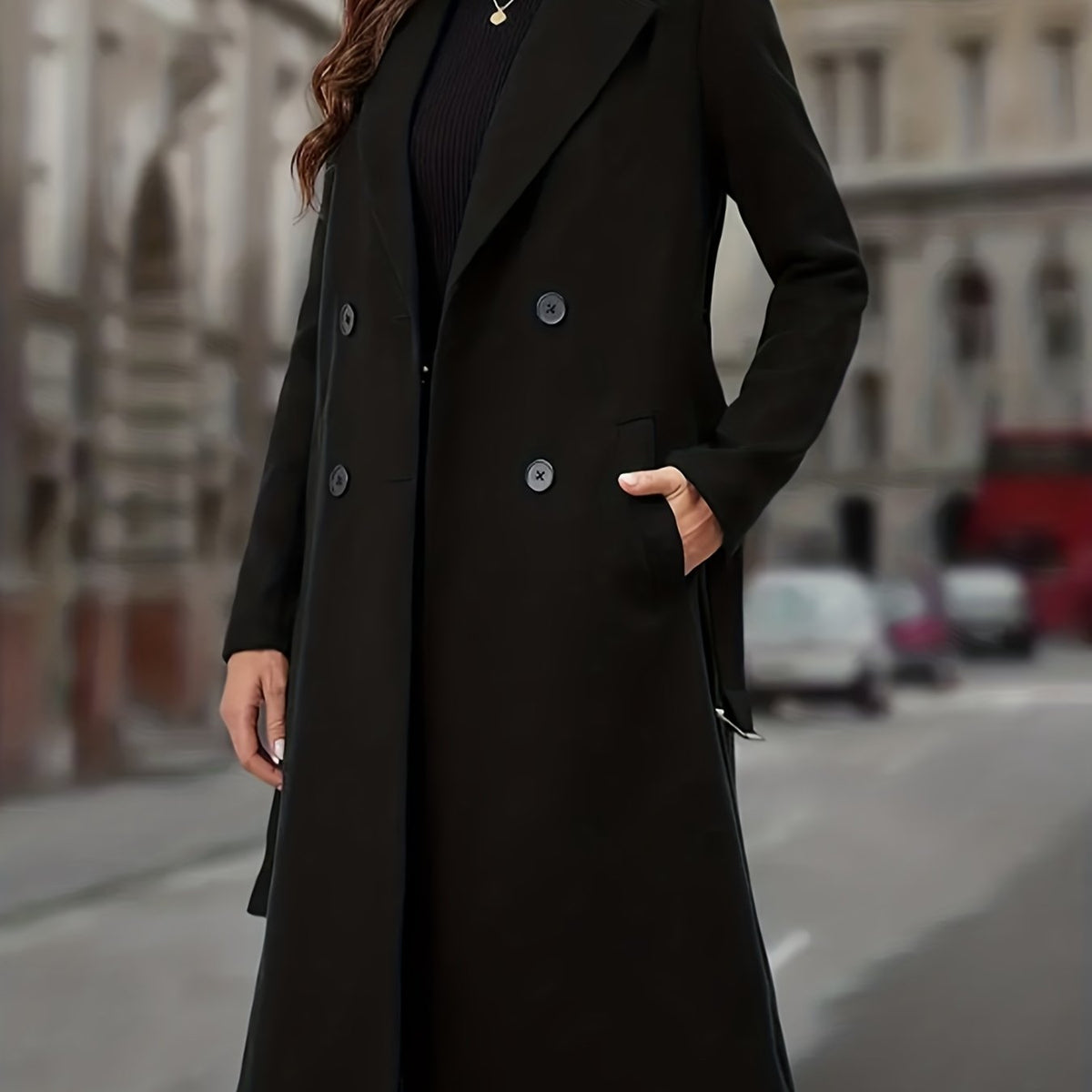 Women's Double-Breasted Long Coat