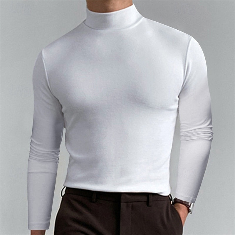Men's Mock-Neck Long-Sleeve Knit Top