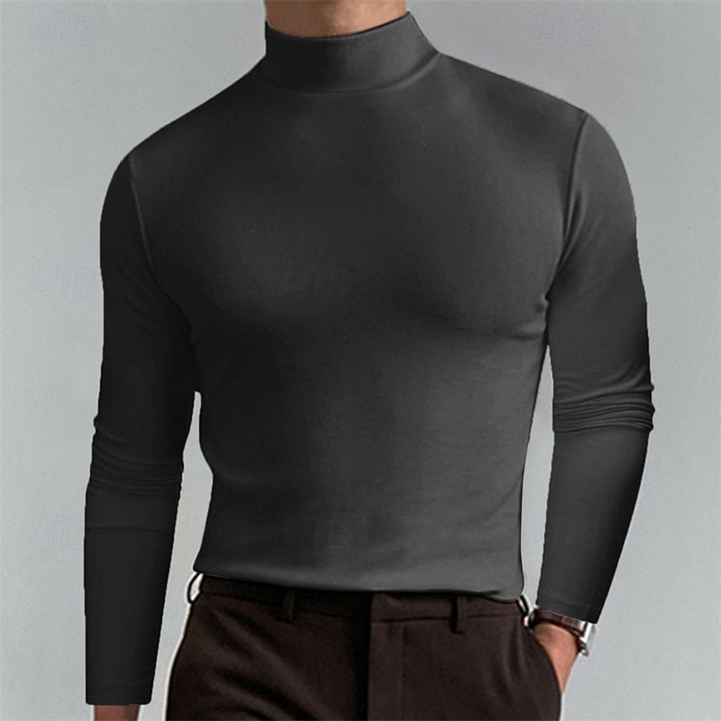 Men's Mock-Neck Long-Sleeve Knit Top