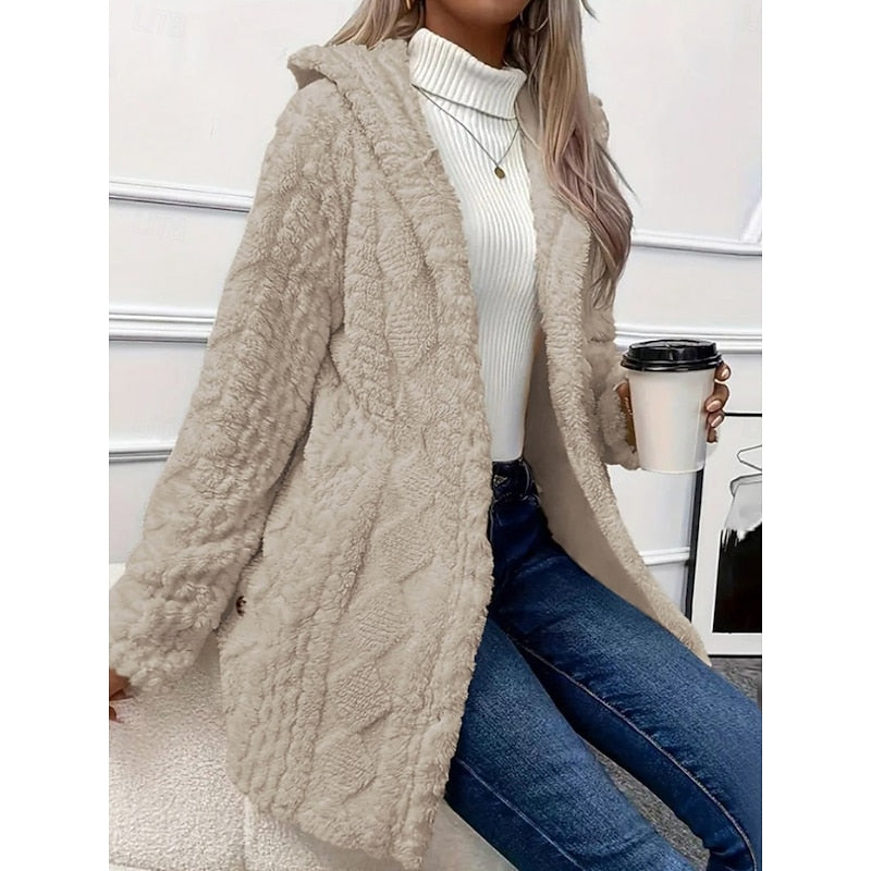 Women's Hooded Cable-Knit Button-Front Cardigan