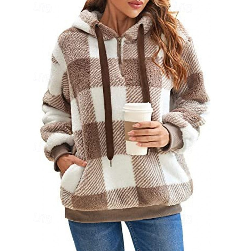 Women's Checkered Quarter-Zip Pullover