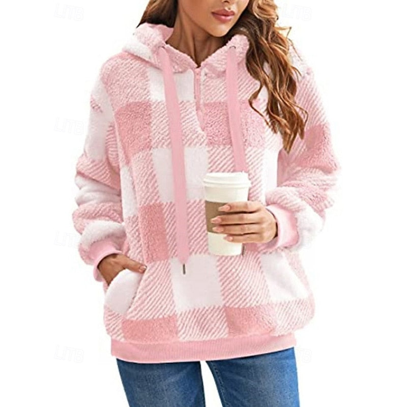 Women's Checkered Quarter-Zip Pullover