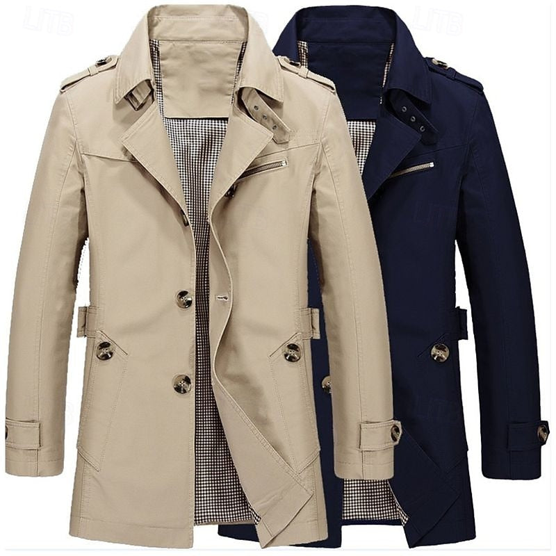Men's Single-Breasted Trench Coat