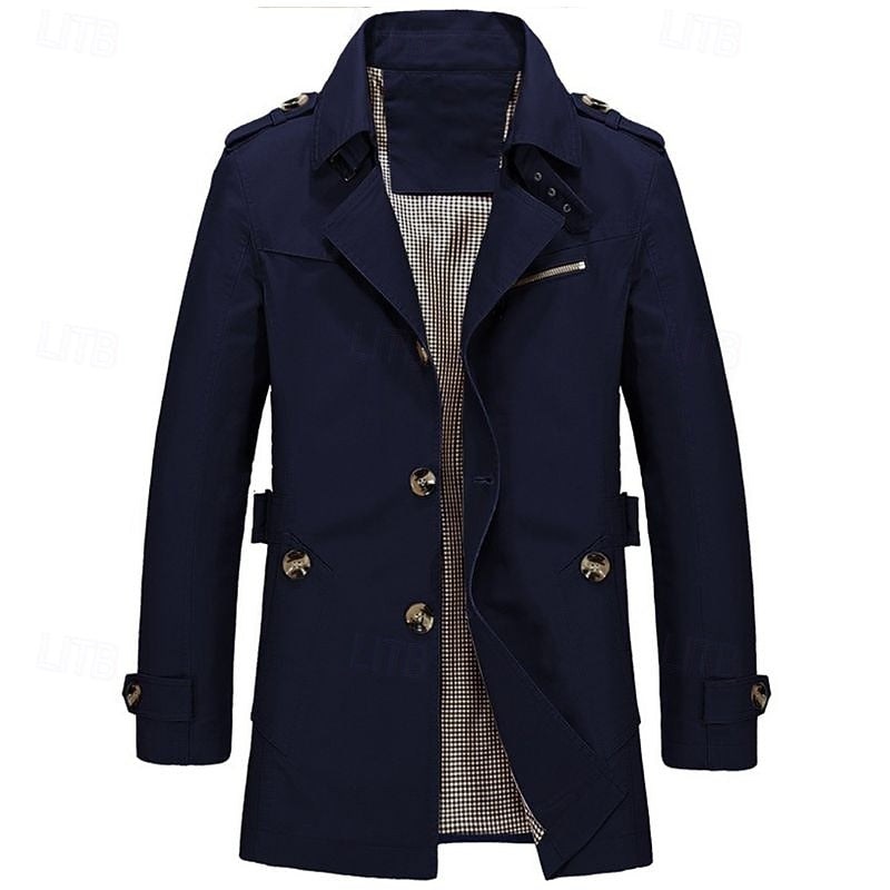 Men's Single-Breasted Trench Coat
