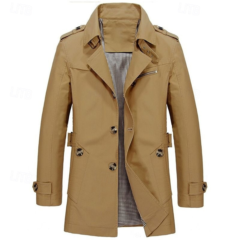 Men's Single-Breasted Trench Coat